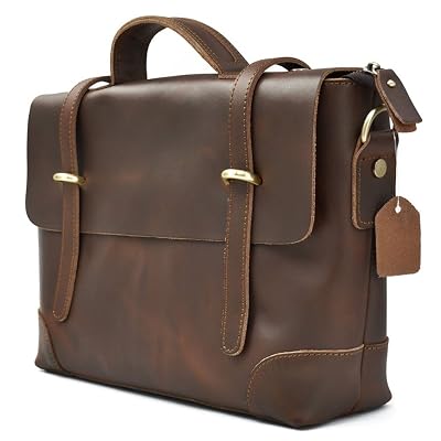 Sacoche Ordinateur Portable En Cuir Vintage Fait Main - Marron - Pour Homme - Neuf Sans étiquettes