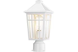 Darkaway Outdoor Post Lights Lamp Post Light Fixture, Waterproof Aluminum Housing with Glass, Fence Post Deck Lighting for Garden, Patio, Pathway (1 Pack, White)