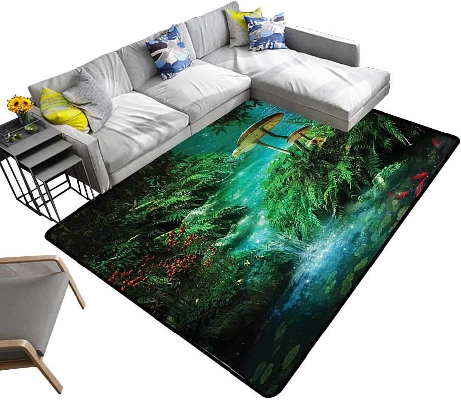 Contemporary Indoor Area Rugs View of Fantasy River with A Pond Fish
