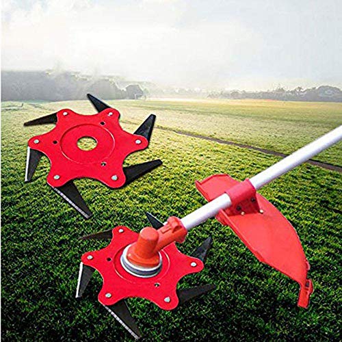Womdee Trimmer Head Cutter,Grass Steel Blades Razors,Trimmer Head 6 Steel Blades Razors,65Mn Trimmer Head Cutter for Mower Grass, Brush Cutter Head for String Trimmer (Red) - Thumbnail 4