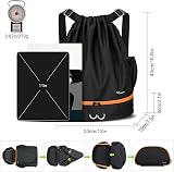 RYACO Drawstring Backpack Gym Bag Large Water Resistant With Pockets Black & view 4