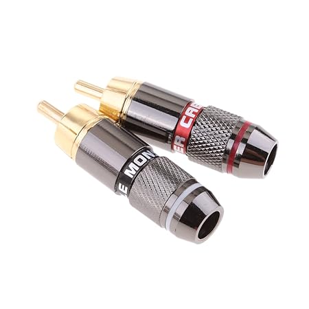 MagiDeal 2 Stück RCA Stecker aus Messing mit Metallfeder Cinch-Stecker Silber Löten Verbinder