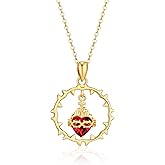 HELORET Sacred Heart of Jesus Necklace Jesus Pendant for Women Catholic Jewelry Gifts for Women
