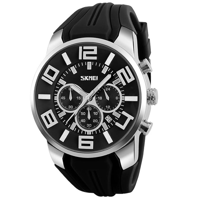 Mode Sport Herrenuhren - Silikon Armband Sub-Dials Chronograph Stoppuhr Analog Datum Quarzuhr Armbanduhren für Männer