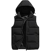 Gihuo Mens Winter Puffer Vest Hooded Sleeveless Quilted Jacket Zip Up Padded Coats