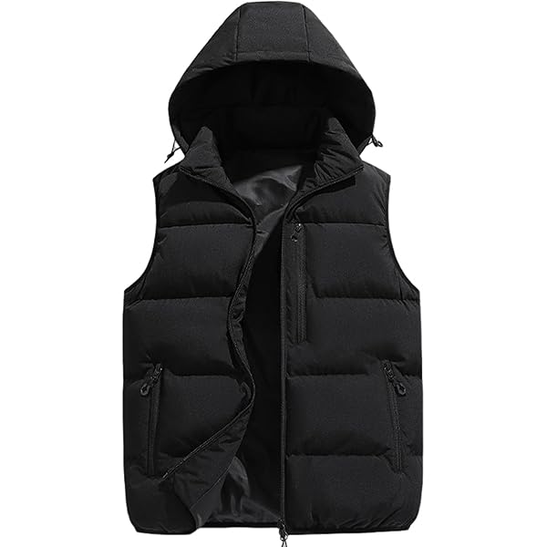 wantdo Men's Winter Vest Hooded Waterproof Puffer Vest Warm Puffy