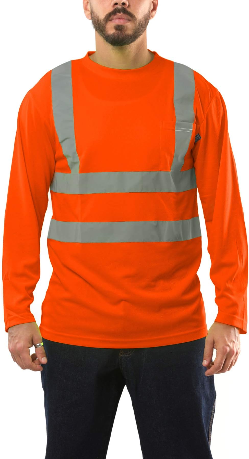 Kolossus Work Shirts for Men - Long Sleeve High Visibility - Construction Clothes - Reflective - Front Pockets - ANSI Class 2