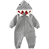 flower frail Baby Boy Girl Shark Costumes Halloween Onesie Cartoon Hooded Romper Jumpsuit Outfit Zip Bodysuit Infant Toddler