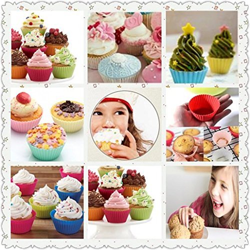 Naomi 2.75" Silicone Baking Cups,24 pcs Muffin Cups- Reusable & Nonstick Muffin Cupcake Molds- Reusable Cupcake Liners in 8 Different Colors
