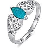 Lvoryance Turquoise Statement Ring 925 Sterling Silver Blue Turquoise Promise Ring for Women Gifts