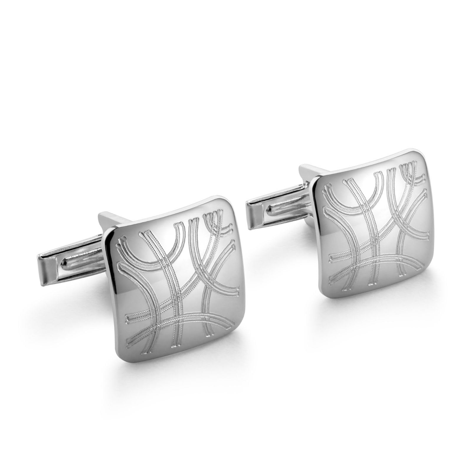 STERLL Stylish Solid Silver Cufflinks For Men With Modern Chevron Design
