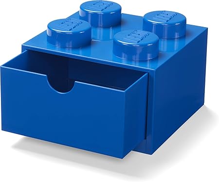LEGO Escritorio Cajón 4 Pomos Apilables Caja Almacenaje, Azul, Pequeño: Amazon.es: Hogar