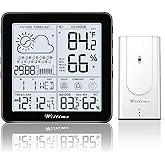 Wittime Weather Station Indoor Outdoor Thermometer Wireless Battery Powered, Atomic Clock with Indoor Outdoor Temperature Weather Clock, Dew Mold Heat Index 2180