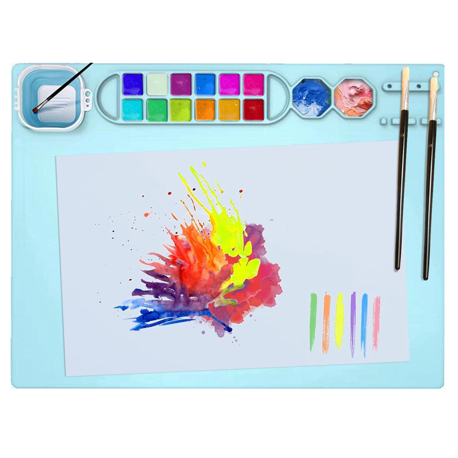 Kujinova Silicone Craft Mat, 20"×16" Silicone Painting Mat, Painting Station Mat, Silicone Painting mat for Kids, for Crafting Watercolour Painting Cutting Art Creation Clay and DIY Projects