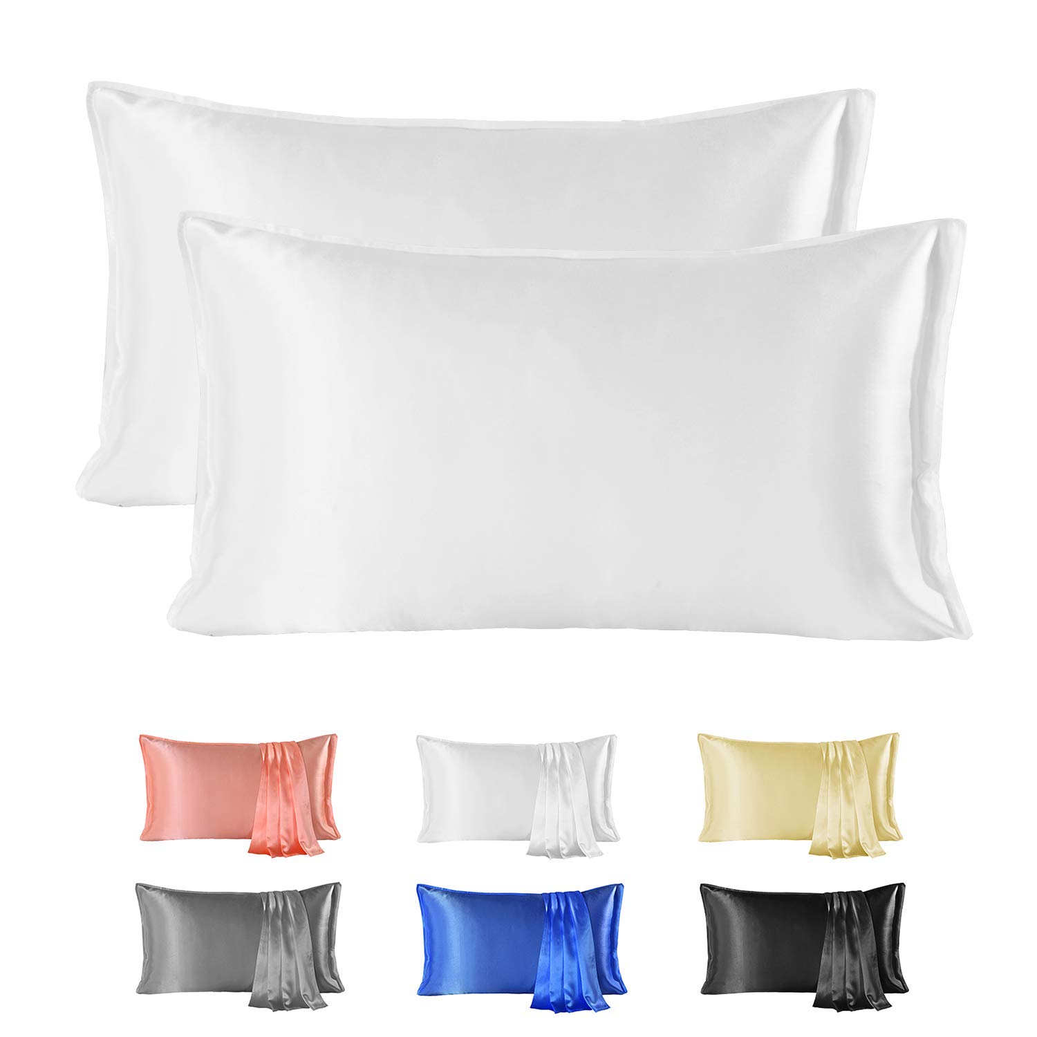 Since Silk 100% Mulberry Silk Pillowcase 2 Pieces Set, 20 Momme Grade 6A Silk Pillowcases for Hair and Skin, Soft Silk Pillow Case with Envelope Closure (50x75 cm, Cream)