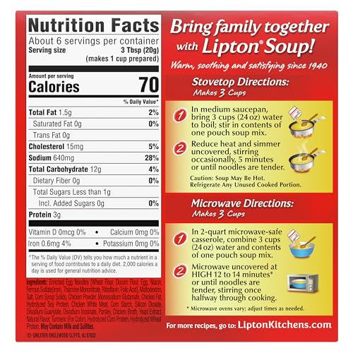 SOUP SECRETS LIPTON INSTANT SOUP MIX CHICKEN FLAVOR NOODLE FOR A WARM CUP OF SOUP COOKS IN 5 MINUTES 4.2 OZ