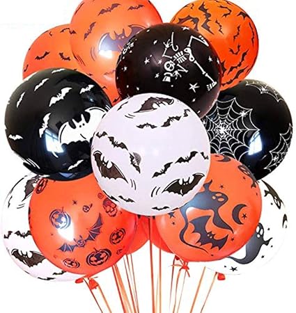 Amazon Com 100 Pcs Halloween Balloons 12 Inch Thick Latex Printed Balloons For Halloween Party Decorations Halloween Orange Black White Balloons For Halloween Party Favor Supplies Decorations Health Personal Care