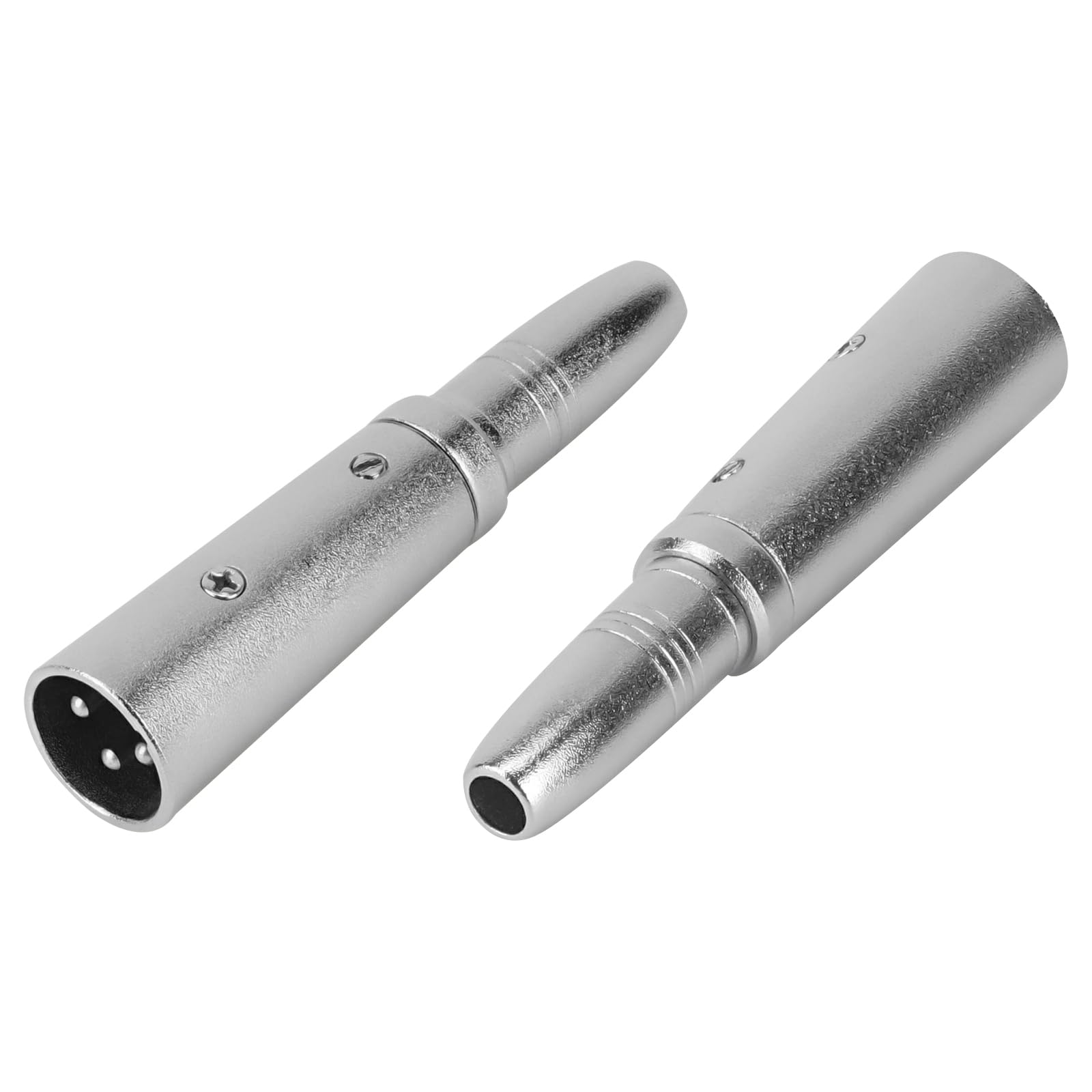 GEEKRIA for Creators XLR Male to 1/4 Inch (6.35mm) TRS Female Microphone Cable Adapter, Compatible with Shure MV7, SM57, PGA58, FIFINE K688, SAMSON Q2U Mic Cord Plug (Silver, 2 Pack)