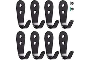 Flyisland Wall Hooks 8 Pcs, Coat Hooks Garage Hook Wall Mounted Hat Hangger Hooks Robe Hook Single Coat Hanger Heavy Duty (8 Pack, Black Round)