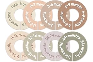 cephira Baby Closet Dividers for Clothes – Earth Tone Round Baby Clothes Dividers for Closet Rod, Nursery Closet Organizer & Decor, Clear Labels for Easy Sorting, Fits Most Rods