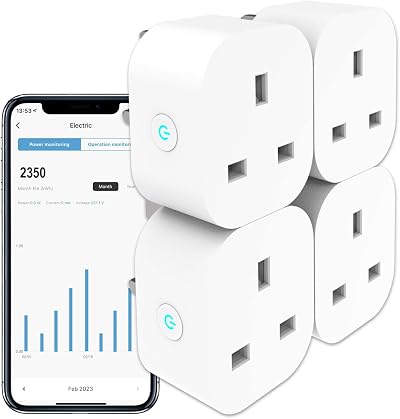 ANTELA Smart Plug with Energy Monitoring 2.4GHz WiFi 13A 4 Pack