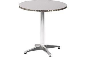 LUCKYERMORE Outdoor Aluminum Side Table, 27.5 Inches Round Patio Pub Bar Table with X Shape Metal Base, All Weather Resistant Lightweight Cocktail Table for Indoor or Outdoor Use