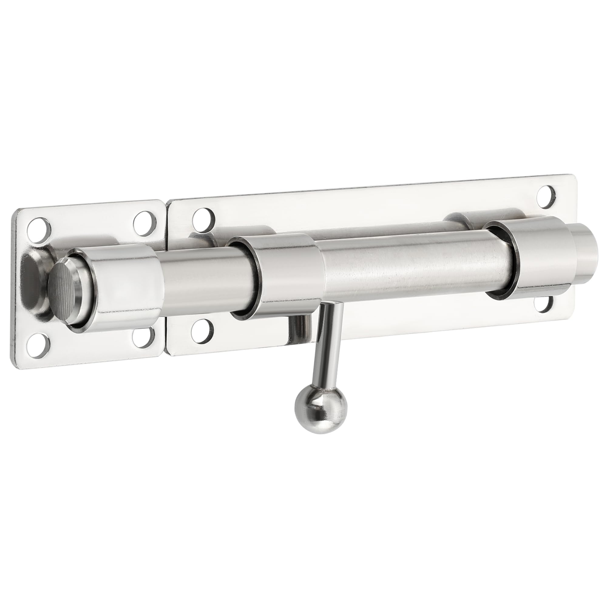 Sayayo Slide Gate Latch Bolt Safety Door Lock with Padlock Hole 150MM Length, 16MM Dia Bar, Heavy Duty Solid SUS304 Stainless Steel Brushed Finish(Not Include Padlock), EMS8000-LS