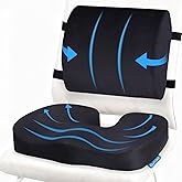 QUTOOL Seat Cushion and Lumbar Support Set for Office Chair – Supports Lower Back & Hips for Long Sitting Comfort, Helps Maintain a Comfortable Sitting Position, Ergonomic Memory Foam, Washable Cover