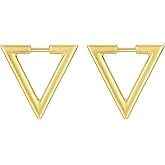 Gold Triangle Hoop Earrings for Women – Minimalist Geometric Stud Hoops, Modern Lightweight Statement Jewelry EAR0024