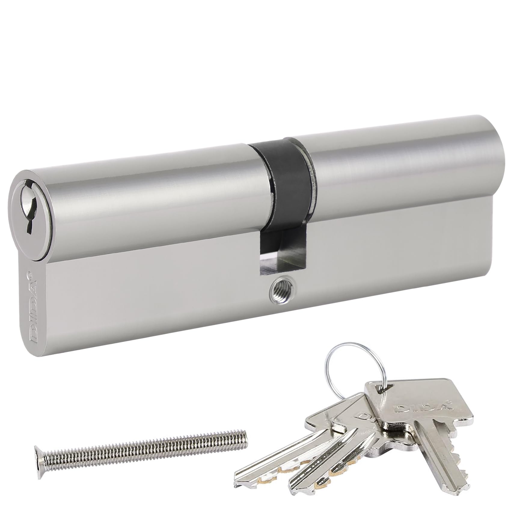 DIDA® 100mm(50/50) Euro Cylinder Lock,UPVC Door Lock Barrel with 3 Keys,High Security,Anti-Pick Anti-Bump Anti-Drill,Nickel Finish,Suitable for All Door Types,BS EN 1303:2005