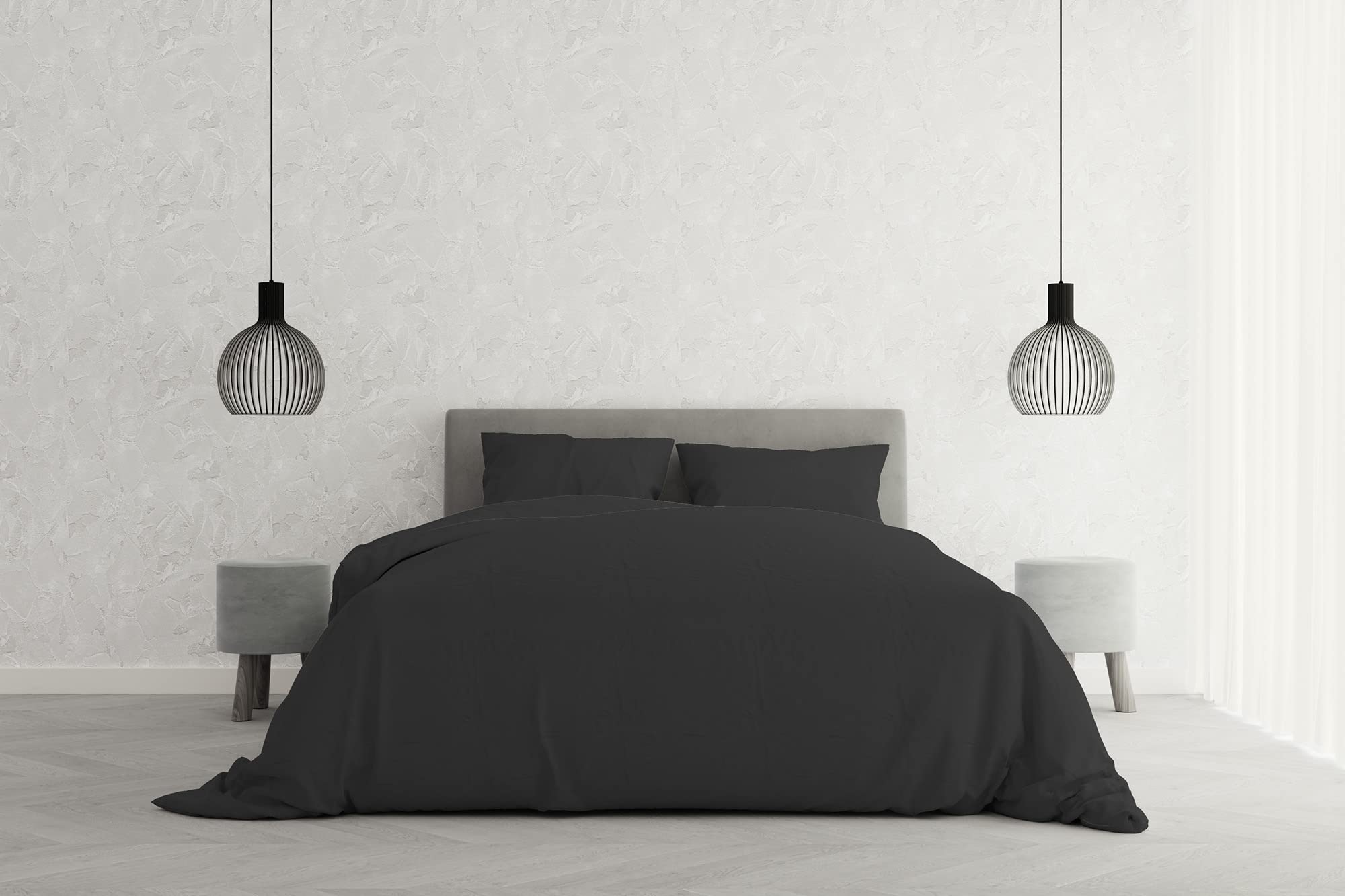 Italian Bed Linen Elegant cp-el scuro-2pst Duvet Cover Set, Microfibre, dark grey, double, 200 x 250 cm x 1, 3 units