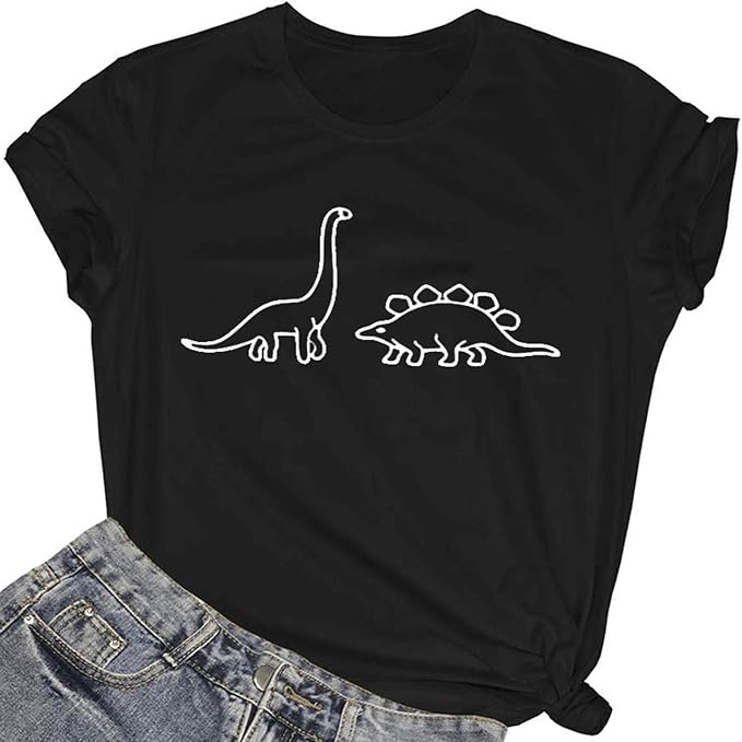 Women's Cute Dinosaur Shirt Summer Loose Casual TShirt Short Sleeve