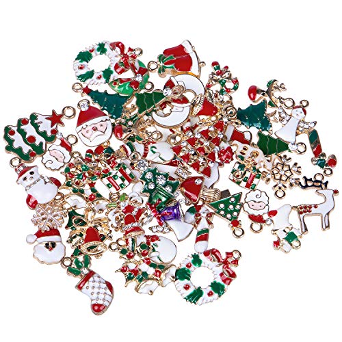 Hibery 57 Pcs Christmas Pendant Charms for Jewelry Making Necklace, Bracelet, Earring and More - Thumbnail 6