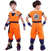 Tesinterest 6PC Goku Theme Cosplay Costume Halloween Party Costume Outfit, Dragon Theme Ball Dress Up for Fans