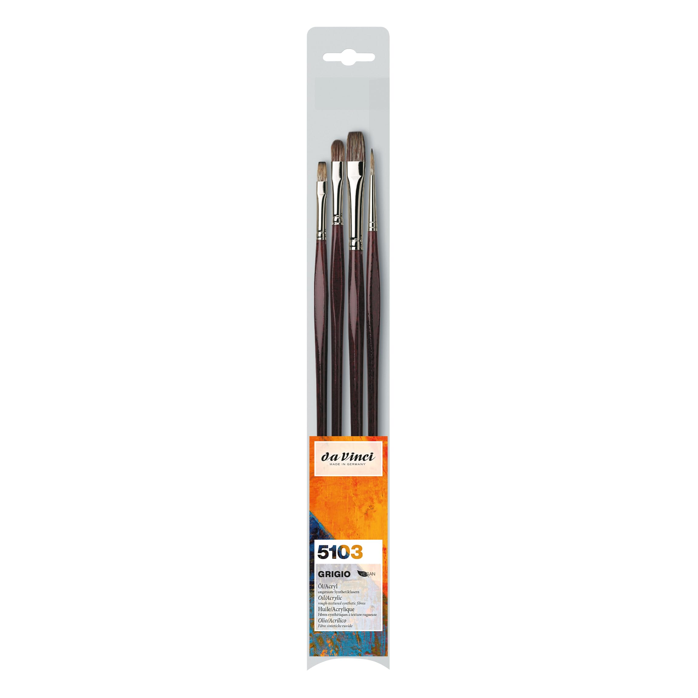 Da Vinci 5103 Synthetics Brush Set, Bristle, Brown/Black/Orange and White, 30 x 30 x 30 cm