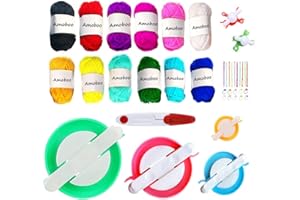 KNEWMART Pompom Maker, 6 Pcs 5 Sizes Pompom Maker Tool Set Include for Fluff Ball Weaver Needle Craft DIY Wool Knitting Craft Tool Set Decoration (39)