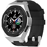 Luxury Case Designed for Samsung Galaxy Watch 4 Classic 46mm 2021, Rugged Military Protective Metal Bumper Case with Tactical Silicone Band for Men