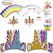 Unicorn Cupcake Toppers and Wrappers and Glitter Unicorn Hats for Kids Unicorn Party Decorations(24 pcs Toppers & 24 pcs Double Sided Wrappers & 10 pcs Glitter Unicorn Hats)