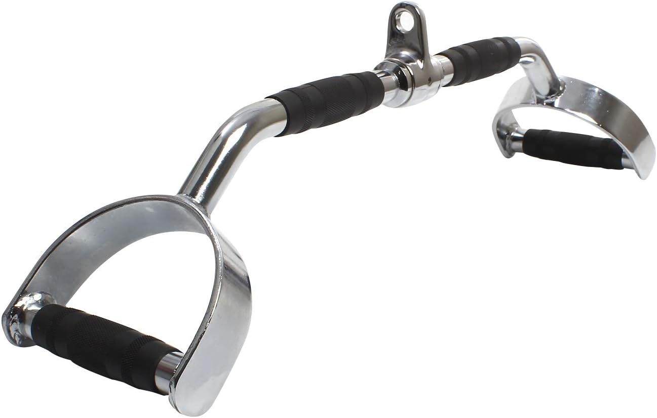 FitsyGym Cable Machine Attachments Chrome LAT Pull Down Bar with Pro Duty D Handle, 25 inches