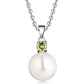 925 Sterling Silver Freshwater Cultured Pearl Pendant Necklace JO WISDOM Jewelry for Women,Girls