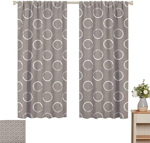 Cortinas opacas, 2 paneles, color topo, patrón artístico simple, formas