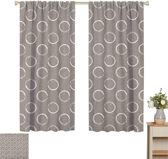 Cortinas opacas, 2 paneles, color topo, patrón artístico simple, formas