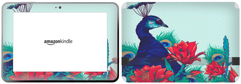Get it Stick it SkinTabAmaFireHD89_75 Peacock In a Flower Pool Skin for 8.9-Inch Amazon Kindle Fire HD