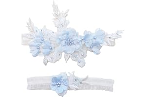 aoozleny 2 PCS Wedding Garters Daisy Bridal Lace Garter with Faux Pearl Flower for Sexy Bride Western Wedding Accessories