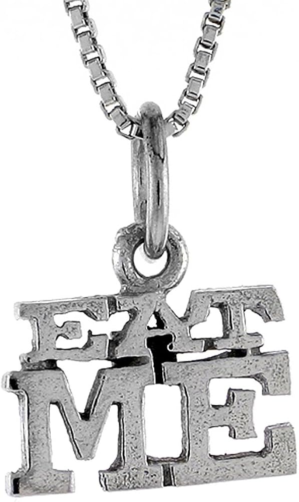 Amazon Com Sterling Silver Eat Me Word Necklace On An 18 Inch Box