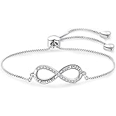 MiiFort Silver Infinite Family Love Heart Slide Bracelets Christmas Birthday Jewelry Gift for Women Daughter Sister Adjustable Stainless Steel Bracelets