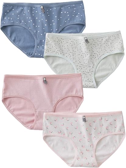 Amazon ショーツ レディース 綿 ストライプ かわいい おしゃれ パンツ 下着 ピンク 女性用 可愛い 女性ショーツ お得な4枚セット セット 通販