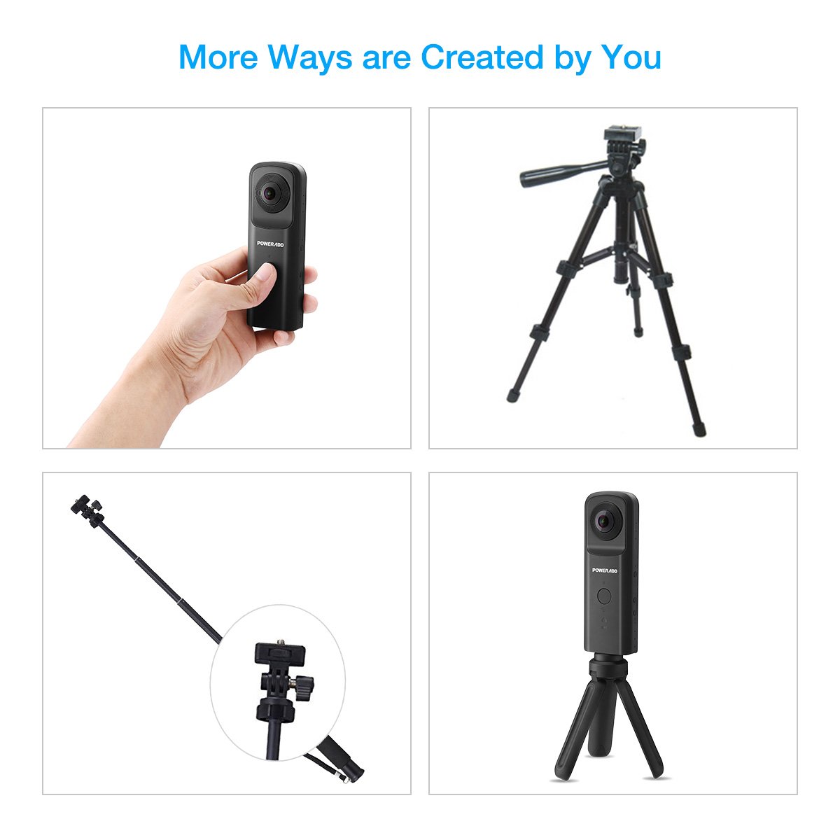 Poweradd 360 Degree Paranomic Protable Wireless Digital Video Camera,Dual 210 Fisheye Lens,1920 x 960@30fps Full HD,SD Card Not Included