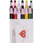 HOMSSEM 12-Pack Multi-Surface China Marker &amp; Peel Off Grease Pens - Mix 12p | Non-sharpening design with smooth writing waterproof grease pencils &amp; versatile non-toxic wax pencils for wood, stone, tile