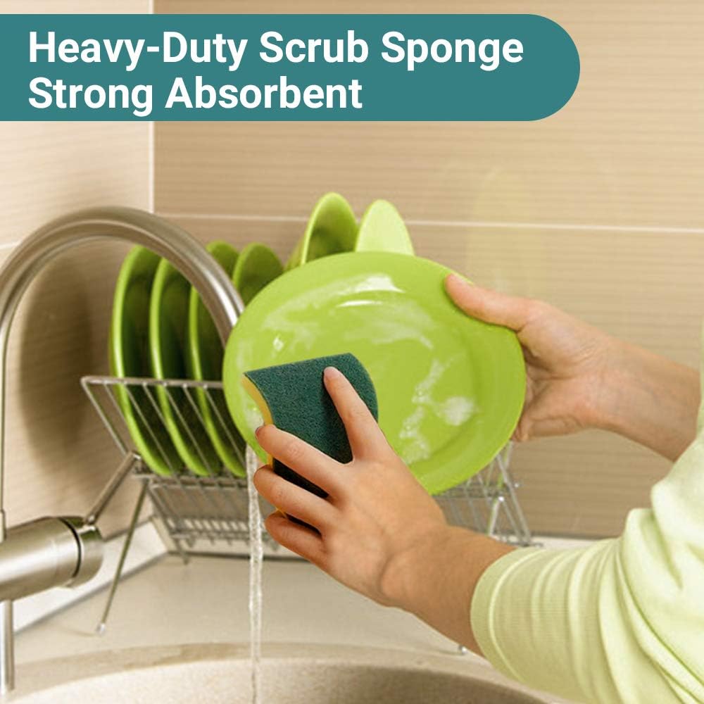 AIDEA Heavy Duty Scrub Sponge-12Count, Cleaning Scrub Sponge, Stink Free Sponge, Effortless Cleaning Eco Scrub Pads for Dishes,Pots,Pans All at Once,Size: 4.3"x 3.12" x 1.2": Kitchen & Dining